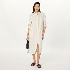 NWT The Drop Linen Shirt Dress White/Sand Stripe